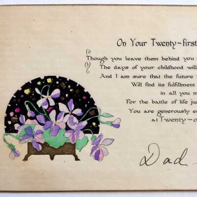 21-st Birthday card of Dorothy Blake, early 1920s