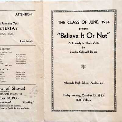 Program Alameda High School play, Class of June 1934