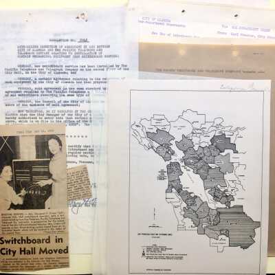 Documents telephone service and phone equipment for City Hall, 1950-1959
