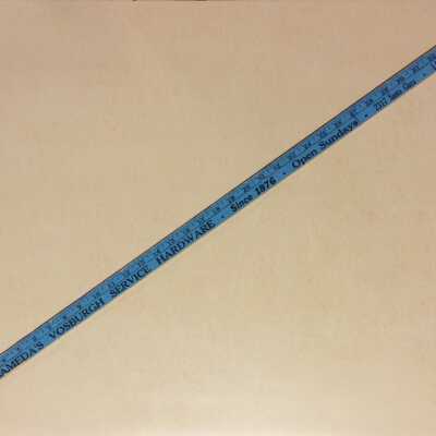 Blue Vosburgh Hardware advertising yardstick, c 1940s