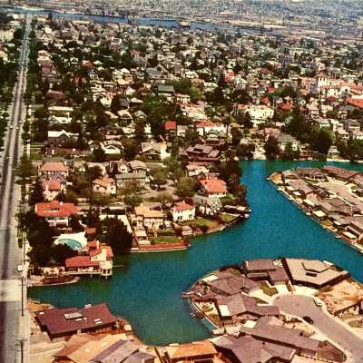 Postcard of Aerial view of the South Shore Lagoon, c. 1970