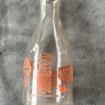 Clear glass Alameda Dairy Milk Bottle, after 1940