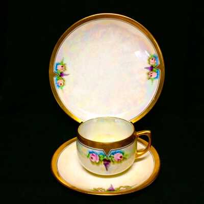 Luncheon set with pink roses by Jorgensen Studio, c. 1930