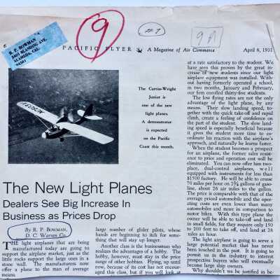 Article written by R. P. Bowman from 'The Pacific Flyer', 1931