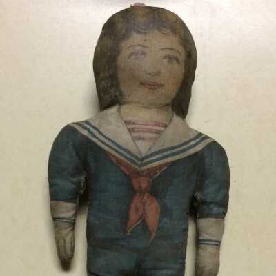Lithograph on polished cotton rag doll in sailor suit, c. 1910