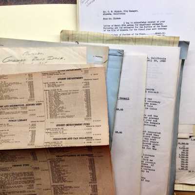 Folder with documents used to create City Budget for 1930-1931