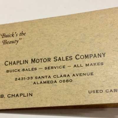 Advertising Memo pad Chaplin Motor Sales Co., c. 1940
