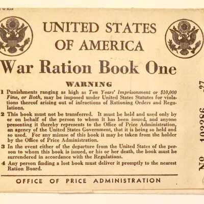 War Ration Book One, No. 102286-27, 1942
