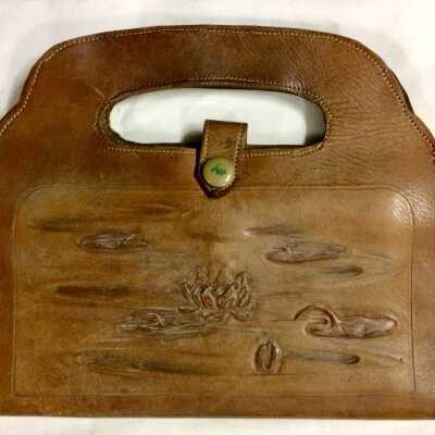 Leather purse, hand tooled by Lura Hinsdale Smith, c. 1910