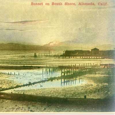 Photo postcard, sunset on South Shore, c. 1909