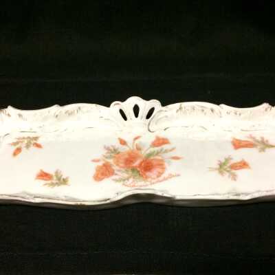 Bavarian porcelain pin tray with poppies, c. 1900