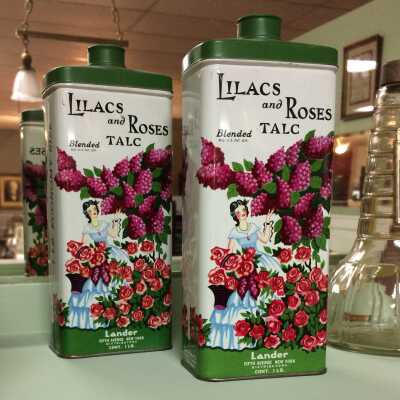 Lander Lilacs and Roses Talc Can (6), 1940s