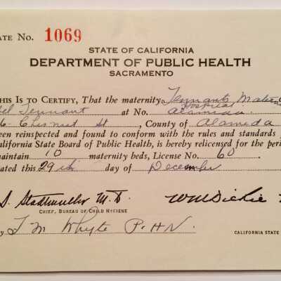 State Operating permit, Tennant's Maternity Hospital, 1936