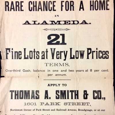 Real Estate Flyer re property on Calhoun, Clay, Otis, Regent, Broadway, 1891-1892