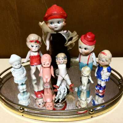 Handpainted Japanese porcelain miniature dolls, post-1921