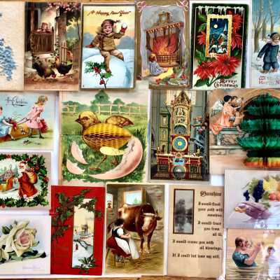 Holiday postcards sent to Thelma Eisfeldt as a child, c. 1908