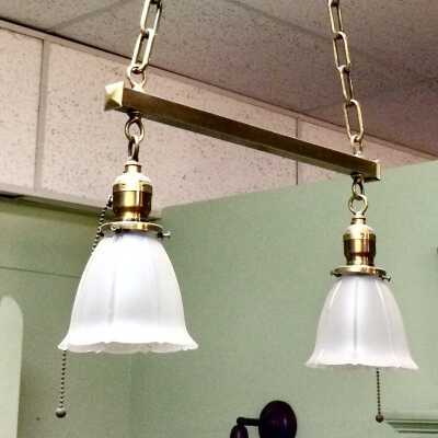 Craftsman style chandelier from parlor of 1105 Pacific Ave, c. 1912