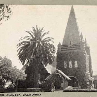 Postcard of main facade of Christ Episcopal Church, late 1940s