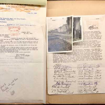 Folder with City Documents marked 75, 1923, 1925, 1932