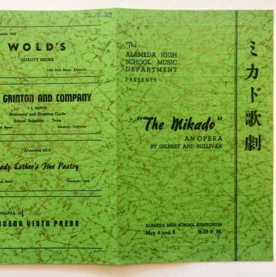 Program Opera, Alameda High School Music Department, Ca. 1939