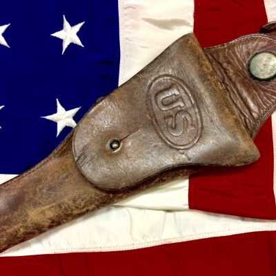 Leather WW I pistol holster of Lt. Charles Martin, c. 1917-1920