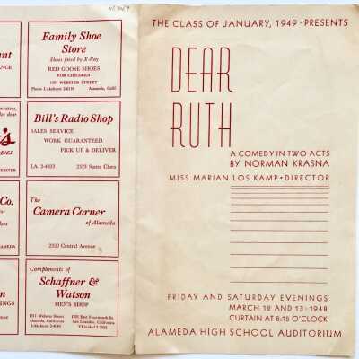 Program for Alameda High School play 'Dear Ruth', 1948