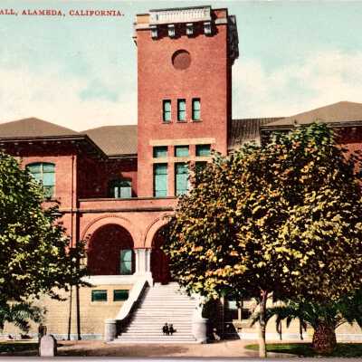 Postcard of main facade Alameda City Hall, c. 1910