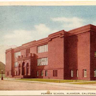Photo Postcard exterior Porter School, late 1920s