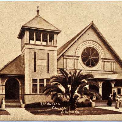 Postcard Main Facade Unitarian Church, early 1900s