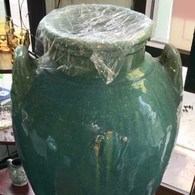 Blue-green vases, presented to Alameda High School by first graduates, June 1929