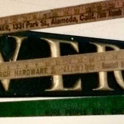 Wooden yardstick advertising Vosburgh Hardware, 1940-1963