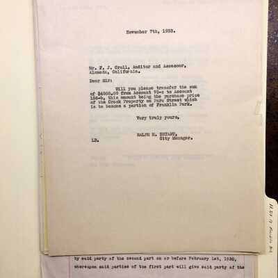 Documents about purchase of Crook property for Franklin Park, 1929-1933