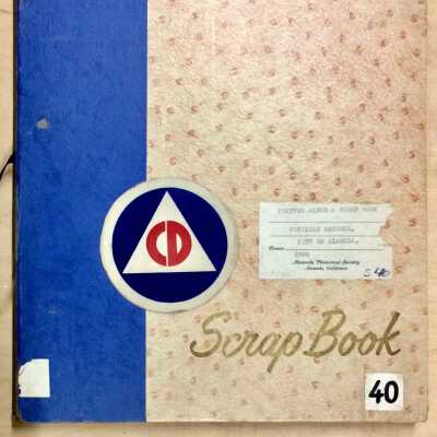 Scrapbook of Clippings and Photos about Alameda Civil Defense, 1950s
