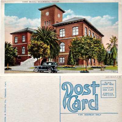 Postcards of main facade City Hall, with Krusi clock, c. 1920s