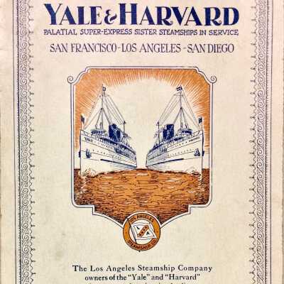 Menu from a ship traveled on by Bunny Fergus to a competition, c. 1920s