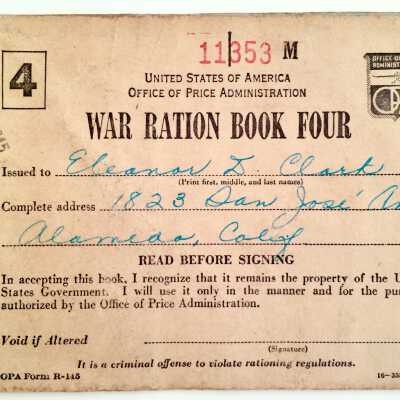 World War II Ration book for Eleanor D. Clark, 1945