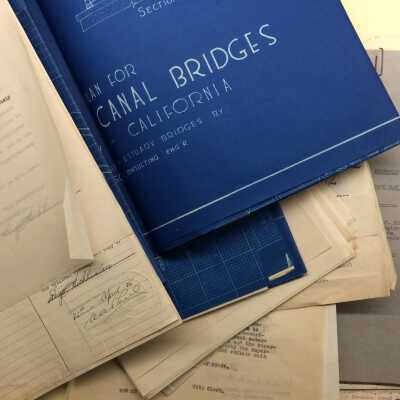 Folder with papers and Blueprints regarding Bridges, 1925-1932