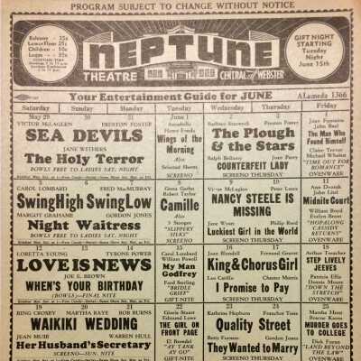 Flyer with list of coming attractions for June, Neptune Theatre, c. 1937