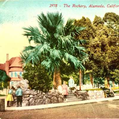 Photo postcard of the Rockery, and Pond residence, 1912