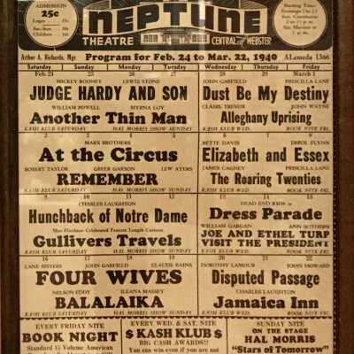 Flyer with coming attractions to Neptune Theater, Feb 24 to Mar 22, 1940