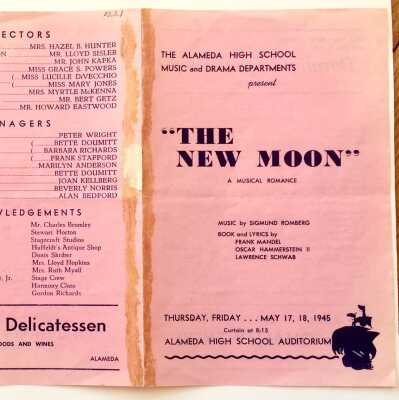Program Alameda High School Music and Drama Department musical, 1945