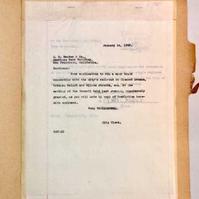 Letter applying for a spur track on Clement Ave, 1925