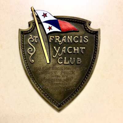 St. Francis Yacht Club first prize plaque won by Marilyn, owner Lester Stone, prior 2018