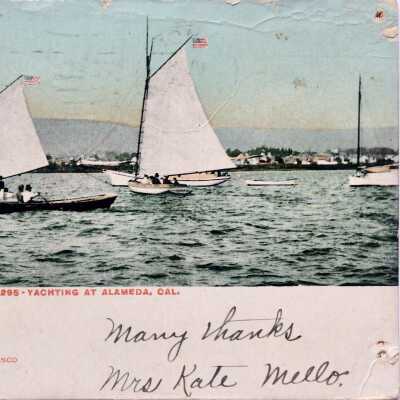 Postcard depicting Yachting in Alameda, c. 1907