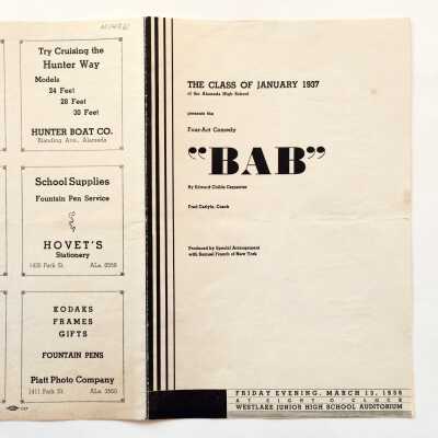 Program Alameda High School Play, Class of January 1937