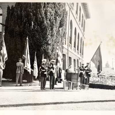 1958, raising the flag at City Hall