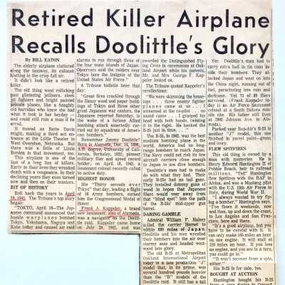 Newspaper clipping re James Doolittle, before 1971