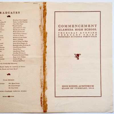 Program Commencement Alameda High School Class of February, 1944