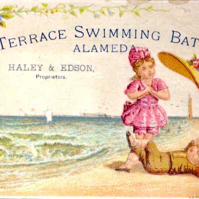 Advertising card for Terrace Baths, c. 1900