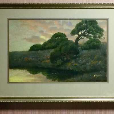 Sunset pastel painting, by Edwin Siegfried, between 1920 and 1955